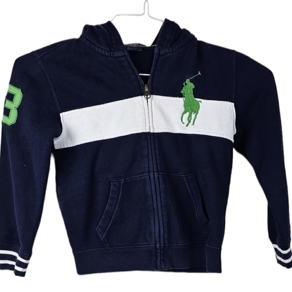 Polo Navy & White and Green Polo Children's Hoodie Size 6